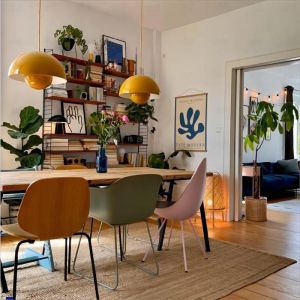 WOTTES Lustre Suspension Luminaire Moderne Style Scandinave 23*16CM Conception Lustre Pod E27 M&eacute;tal Jaune 2pcs pour Cuisine