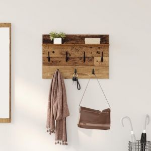Moderne Porte-manteau mural - Portant à Vêtements avec étagère Montage mural avec stockage Bois ancien 60 x 40 x 12 cm@FR(6868492)