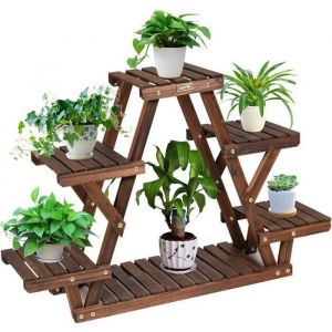 COSTWAY Étagère à Fleurs en Bois avec 6 Tablettes 99 x 25 x 645 CM Étagère Echelle Plantes pour Intérieur/Extérieur
