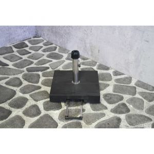 Pied de parasol - Granit - 40 kg - Noir - Avec roulettes - Poignée télescopique