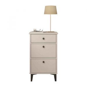 Table de chevet table de nuit avec 3 tiroirs coloris Blanc - Hauteur 70 x Longueur 42 x profondeur 35 cm