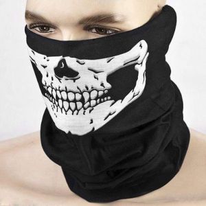 Cagoule Bandeau Squelette Tête De Mort Foulard Halloween Masque Écharpe Biker Cache Nez Vélo Tour Cou Echarpe Visage Extensible