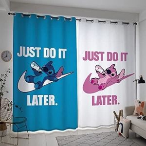 Rideaux Lilo & StitchLot De 2 Rideaux EnfantsRideau Occultant Thermiques pour Chambre Salon 80x160cm[49]