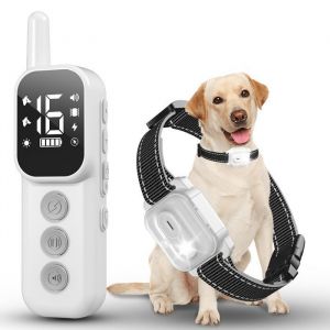 Collier de dressage pour chien LEYTN Collier anti aboiement &eacute;tanche rechargeable 1000m avec 4 modes et t&eacute;l&eacute;commande