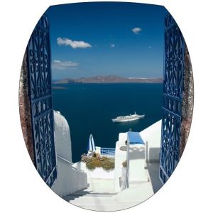 Stickers WC stickers abattant de WC balcon vue sur la mer