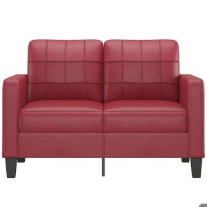 RemiseCanap&eacute; - CLIC-CLAC - &agrave; 2 places Rouge bordeau x  120 cm Similicuir JILIMAISON2025 85694711