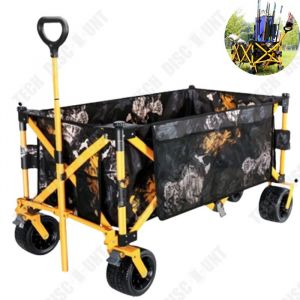 Chariot Pliant - TECH DISCOUNT - Noir - Capacit&eacute; 300 kg - Dimensions 110x65x60 cm - Freins doubles tout-terrain