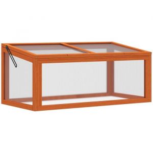 Serre De Jardinage Serre Ch&acirc;ssis Froid 90x46x40cm Bois/polycarbonate Orange R&eacute;sistante Intemp&eacute;ries Avec Couverture