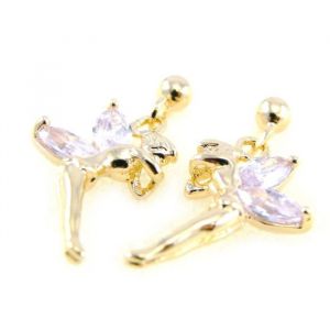 Boucles Plaqu&eacute; Or F&eacute;e Clochette lavande