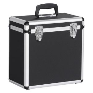 Yaheetech Mallette de Rangement pour Disques Vinyles de 33 Tours pour Collection de DJ avec Fermeture à Clé Noir