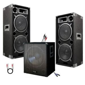 SONO DJ PACK 2800W CUBE 1512 avec CAISSON Amplifi&eacute;e + ENCENTES + CABLES HP et PC LED PA DJ LED LIGHT SOUND SPORT FITNESS