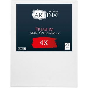 Artina Lot de 4 Toile peinture Premium Ch&acirc;ssis bois pour Toile 50x70 cm - 3 fois peinte au pr&eacute;alable - 380 g-m&sup2; - 100% de coton