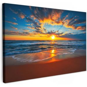 Impression sur Toile Peinture 60x40cm Tableau Mural Decoration Salon Reproductions de Tableaux Murale Moderne Mer Plage Nuages