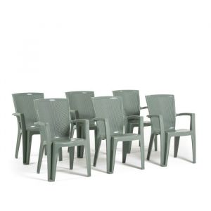 Lot de chaises DIANA en polypropylène renforcé empilables et légères. Usage extérieur (6 Chaises Sauge)