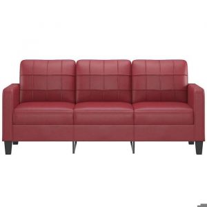 RemiseCanap&eacute; - CLIC-CLAC - &agrave; 3 places Rouge bordeau x  180 cm Similicuir JILIMAISON2025 48010173