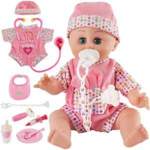 Poupon B&eacute;b&eacute; Qui Parle Poup&eacute;e B&eacute;b&eacute; Malette Docteur Jouet Ensemble D&rsquo;Accessoires pour Poup&eacute;e Jeu de R&ocirc;le Enfant Cadeau Fille 2-6
