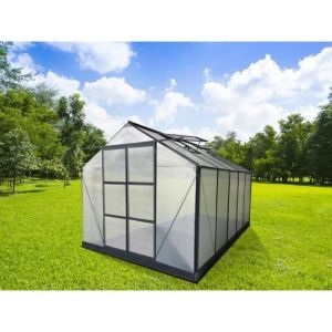 Serre de Jardin en polycarbonate de 9 m&sup2; COROLLE II avec embase - anthracite