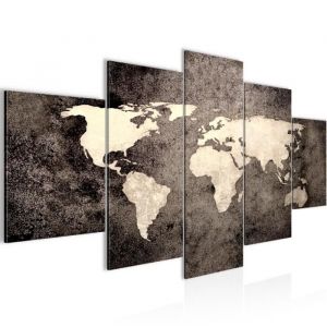 Runa art Tableau D&eacute;coration Murale Carte du Monde 150x75 cm - 5 Panneaux Deco Toile Pr&ecirc;t &agrave; Accrocher 101753c