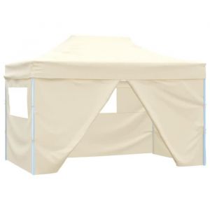 BESTTente barnum robuste - Tente pliable avec 4 parois - lat&eacute;raux 3 x 45 m Blanc cr&egrave;me FR21768