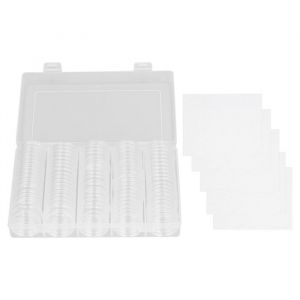 Lot de 100 capsules pour pièces de monnaie protection transparente avec joints en mousse pour 5 tailles différentes.