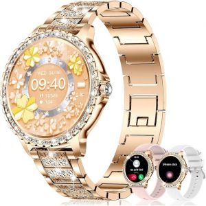 Montre Connect&eacute;e Femme Avec Appel Diamond 1.32 Hd Montre Conecter Android Femme Fonction F&eacute;minine Fr&eacute;quence Cardiaque Spo2 S