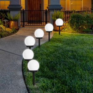 Lot de 6 balises LED solaires LED RVB lampes solaires dextérieur en forme de globe lumineux sur piquet pour jardin allée