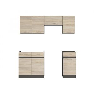 Cuisine compl&egrave;te 180 cmEnsemble de meuble de cuisine coloris ch&ecirc;ne Sonoma/Marron sans plan de travail