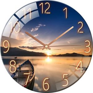 Horloge murale en verre silencieuse 12 pouces design moderne pendule quartz 30 cm horloge suspendue fine YYV