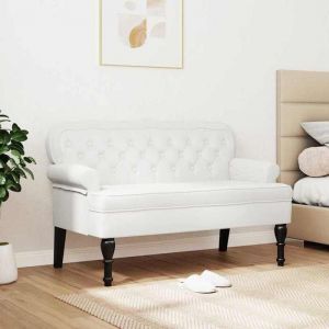 (SOLDES DEC)Banc/Banquette - Chaise de salon Chesterfield Blanc 119.5x64.5x75 cm Cuir synth&eacute;tique 01_6522705
