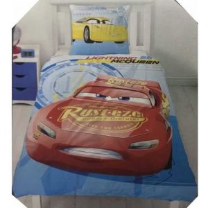 Parure de lit CARS DISNEY - Housse de couette 140x200 cm + Taie doreiller 50x70 cm - Coton