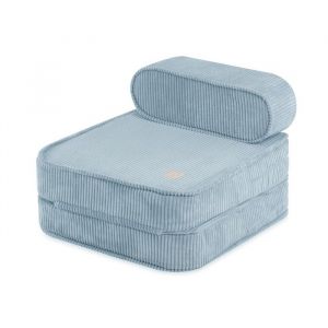 Fauteuil en Mousse Pliable Matelas avec Appui-tête Lit pour Bébé Enfants Chambre dEnfant 2en1 MISIOO Velours Côtelé Bleu 65x60x40