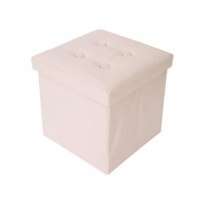 Coffre de rangement - MOBILI REBECCA - Pouf Boite de rangement Carre Synthetique Beige - Design 30x30x30