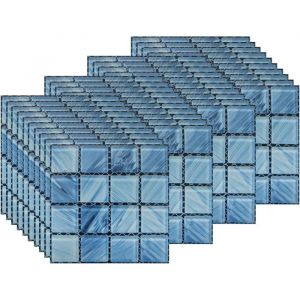 40PCS Stickers Carrelage Carrelage Adhesif Mural Cuisine Salle de Bain Carreaux Mosaique Autocollant 40PCS Bleu Fonc&eacute; BL CARRELAGE
