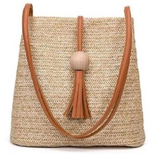Bali Vintage Sac a bandouliere en cuir fait a la main Sac de plage rond en paille Sac en rotin rond filles Petit sac a bandouliere b