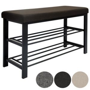 Range-chaussures avec Banquette 81x32x46cm Porte-chaussures 2 &eacute;tag&egrave;res avec Banc pour sasseoir Si&egrave;ge Meuble &agrave; chaussures  Marron