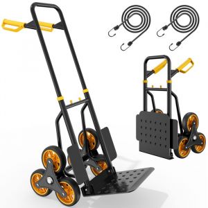 Balconera Monte-Escalier Pliable - 6 Roues 152cm Diable Acier R&eacute;glable 150kg Silencieux