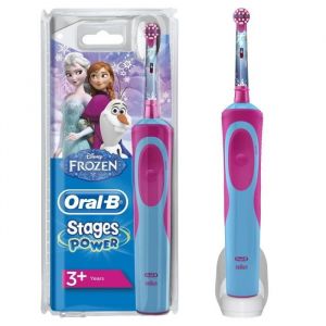 Brosse à Dents Électrique pour Enfant - Oral-B Stages Power - Disney - La Reine des Neiges - Bleu - Ultra-souple