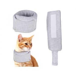Collerette Chat Collerettes pour Chat Chiens Collerette Rglable pour Chat Doux Collerette ChatTour de Cou 26-33 CM L Gris Label