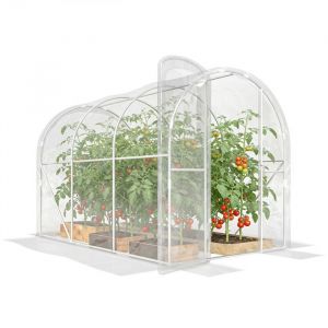 Serre de jardin tunnel - Outsunny - 3 x 2 x 2 m 6 m&sup2; avec porte &agrave; charni&egrave;res b&acirc;che en PE 150 g/m&sup2; pour L&eacute;gumes Plantes Fleurs