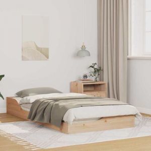 Cadre de lit surélevé simple - sans matelas - sommier au sol Marron 90x190 cm - bois massif en pin - 193.5x93.5x24 cm 6231683