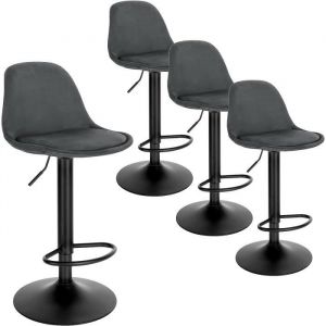 EUGAD Tabouret Bar Lot de 4 Chaise Pivotante Tabouret de Bistrot Hauteur R&eacute;glable Tabouret de Comptoir Gris fonc&eacute; E0AG0041-4