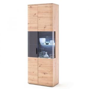 Vitrine coloris ch&ecirc;ne - graphite - Longueur 70 x Hauteur 198 x Profondeur 37 cm