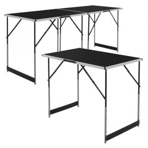 ECD Germany Set 3 Tables à Tapisser 100x60 cm Pliable Noir Réglable en Hauteur Table Multifonctions de Travail Camping Multi-Usages