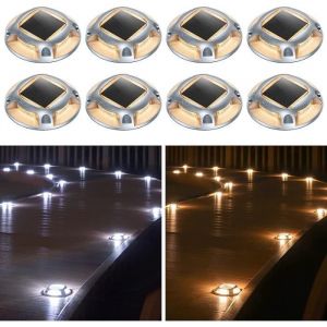 AGPTEK 8pcs Lampe Solaire Extérieure Lampes Solaires étanches IP68 2 Modes déclairage pour Jardin Allée Escaliers Couloirs