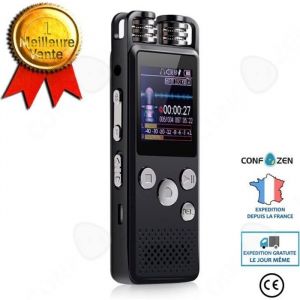 CONFO® Enregistreur vocal numérique réduction bruit dictaphone intelligent micro haut-parleur intégré USB rechargeable multifonction