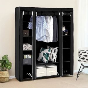 Armoire de Rangement Penderie en Tissu intiss&eacute; avec Portes - Garde-Robe transportable - 150 x 45 x 175 cm