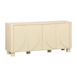 Buffet exotique d&eacute;cor bois beige 4 portes 155cm Pondi