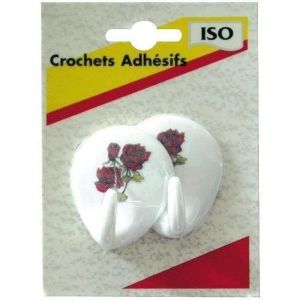 Crochet adhésif ovale plastique - lot de 2 - décor