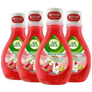 Air Wick Desodorisant Maison Continu M&egrave;che Active Framboisier en Fleurs Lot de 4