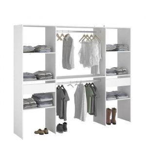 Kit dressing ARTIC  - Décor Blanc - 2 colonnes + 2 penderies + 2 tiroirs - L 220 x P 40 x H 180 cm - EKIPA